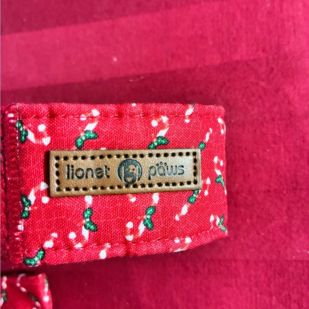 Lionet Paws Christmas Candy Cane Dog Collar & Bow Tie Set